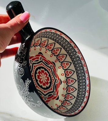 Тарелка глубокая с ручкой, черная, 500мл, 21,5см &laquo;Тригорье&raquo; 102-619-5 102-619-5 фото
