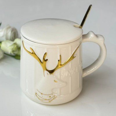 Кружка з кришкою і ложкою Olens "Milu deer" 380мл, 8030-343 8030-343 фото