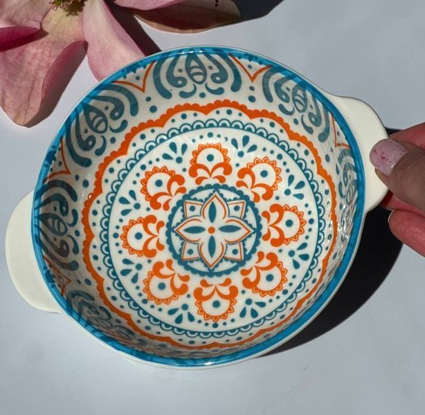 Тарілка з ручками, глибока, блакитна, 350мл Olens "Тригір'я" 102-600-8  102-600-8  фото