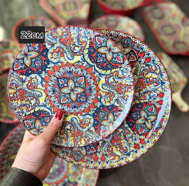 Тарелка 22 см &times; 2 см Olens &laquo;Рисованная красная&raquo;, 8030-465 8030-465 фото