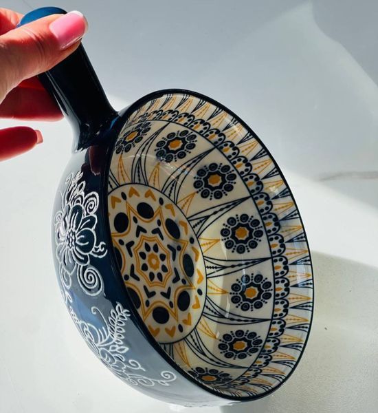 Тарелка глубокая&nbsp;с ручкой, синий цветок, 500мл, 21,5см &laquo;Тригорье&raquo;, 102-619-8 102-619-8 фото